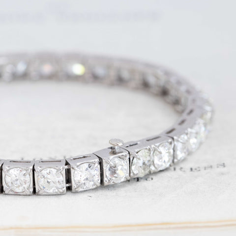 14.37ctw  Vintage Old Mine/Old European Cut Diamond Tennis Bracelet