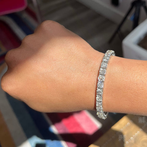 14.37ctw  Vintage Old Mine/Old European Cut Diamond Tennis Bracelet