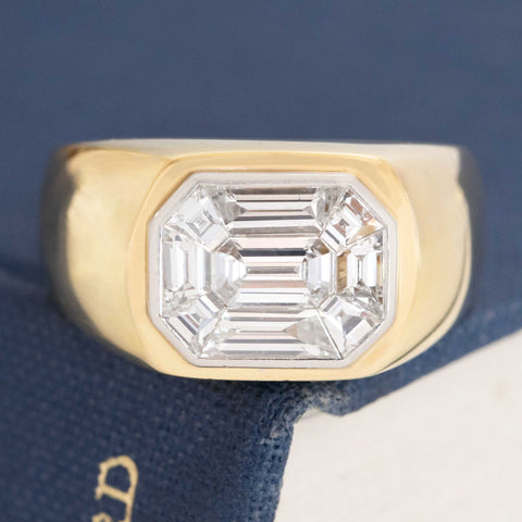 1.43ctw Mosaic Step Cut Diamond Signet Ring