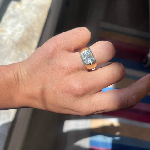 1.43ctw Mosaic Step Cut Diamond Signet Ring