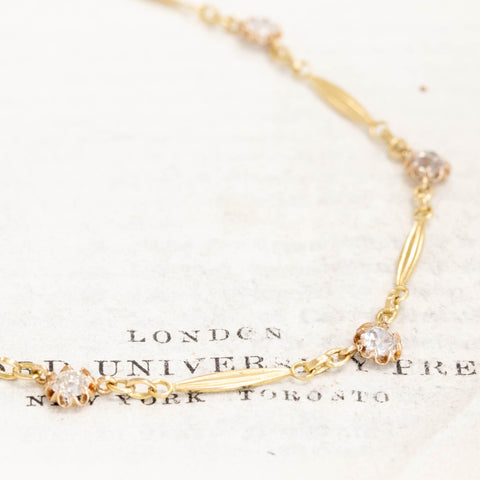 1.44ctw Antique French Old European Cut Diamond Station Necklace