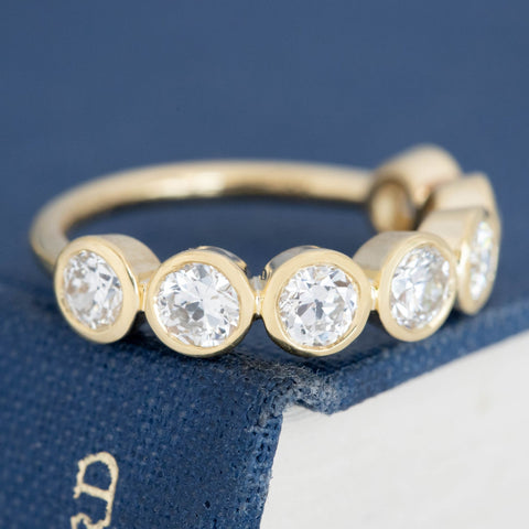 1.44ctw Old European Cut Diamond 7-Stone Bezel Band