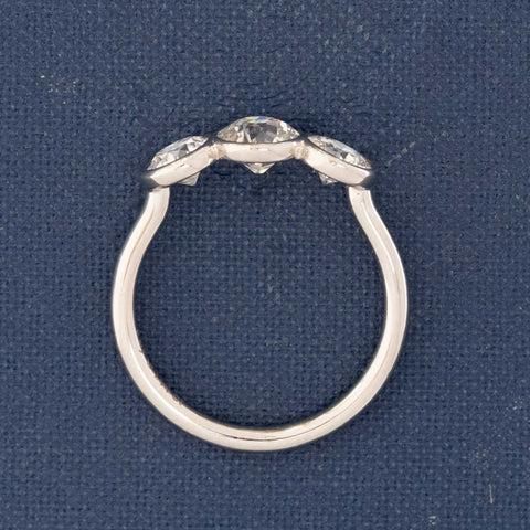 1.44ctw Old European Cut Diamond Bezel Trilogy Ring