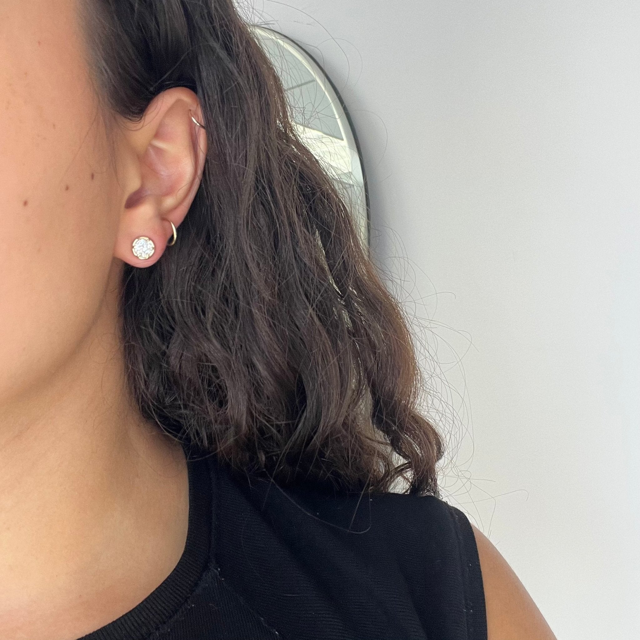 1.44ctw Old European Cut Diamond Collet Stud Earrings
