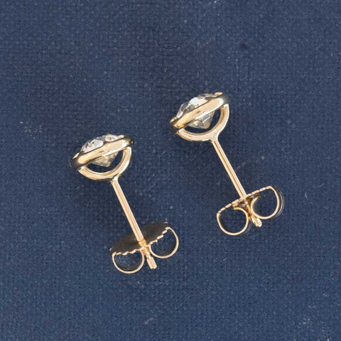 1.44ctw Old European Cut Diamond Collet Stud Earrings