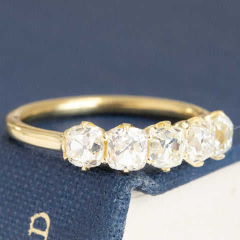 1.44ctw Old Mine Cut Diamond 5-Stone Band