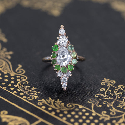 1.44ctw Victorian Navette Dinner Ring