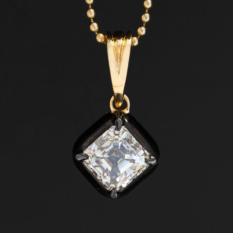 1.45ct Asscher Cut Diamond Collet Pendant