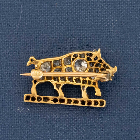 1.45ctw Antique Diamond & Ruby Boar Brooch