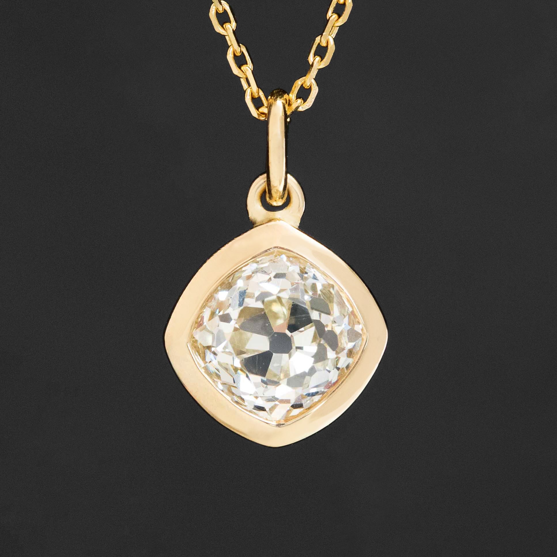 1.46ct Askew Old Mine Cut Diamond Bezel Pendant