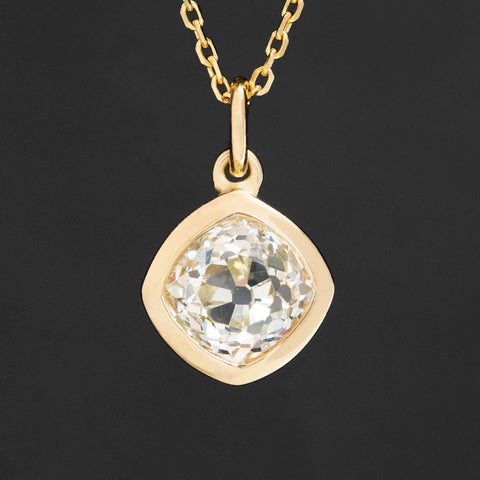 1.46ct Askew Old Mine Cut Diamond Bezel Pendant