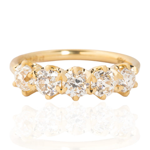 1.46ctw Old European Cut Diamond 5-Stone Band