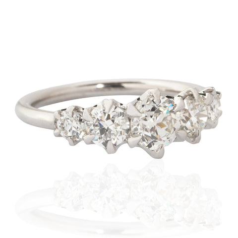 1.46ctw Old European Cut Diamond Graduated 5-Stone Band