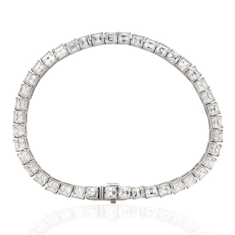 14.70ctw vintage asscher cut diamond tennis bracelet in 18kt white gold