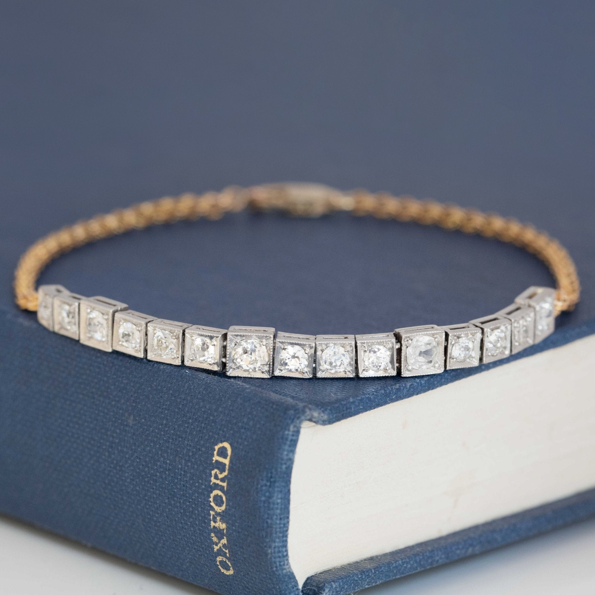 1.47ctw Antique Old European Cut Diamond Block Chain Bracelet