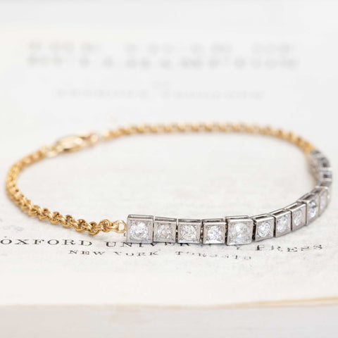 1.47ctw Antique Old European Cut Diamond Block Chain Bracelet