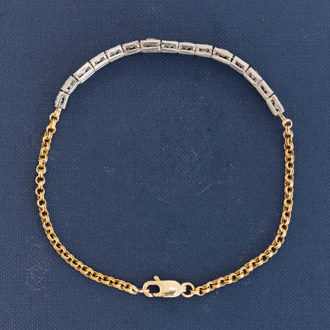1.47ctw Antique Old European Cut Diamond Block Chain Bracelet