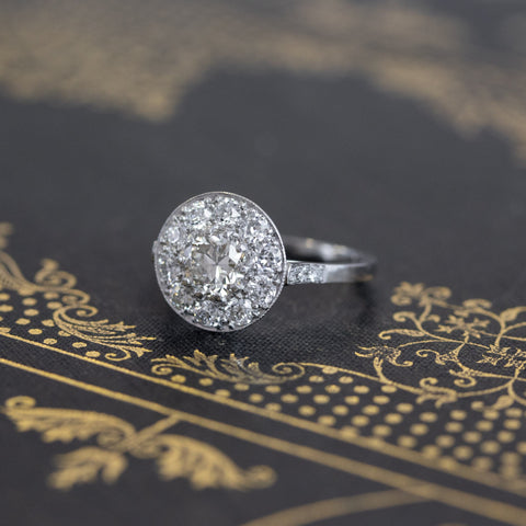 1.47ctw Old European Cut Cluster Ring