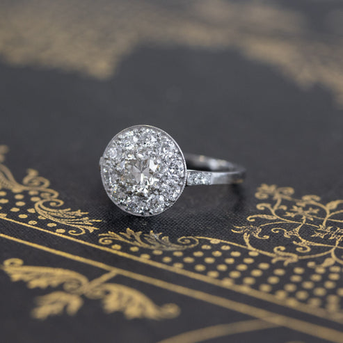 1.47ctw Old European Cut Cluster Ring