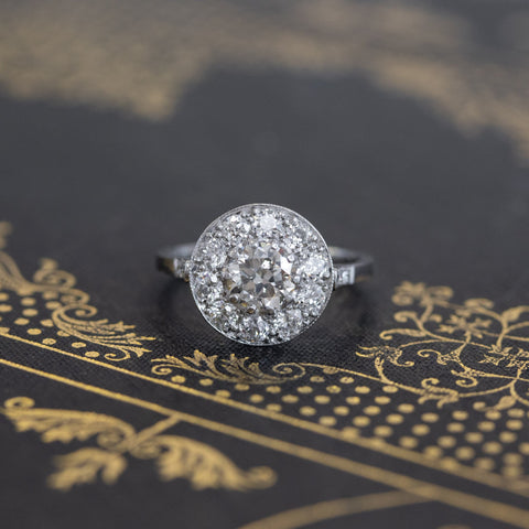 1.47ctw Old European Cut Cluster Ring