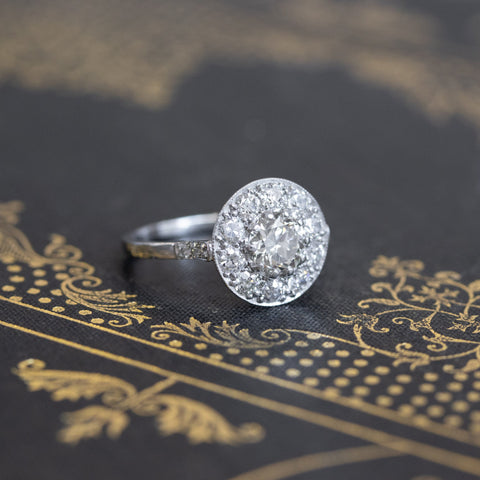 1.47ctw Old European Cut Cluster Ring