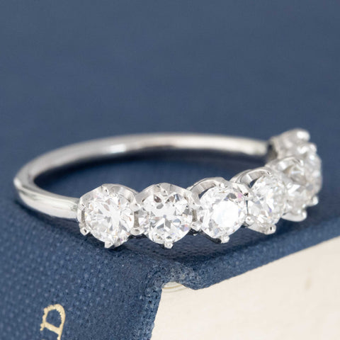 1.47ctw Old European Cut Diamond 7-Stone Half-Hoop Band