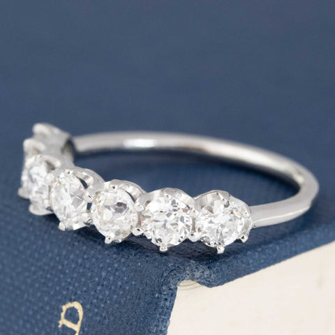 1.47ctw Old European Cut Diamond 7-Stone Half-Hoop Band
