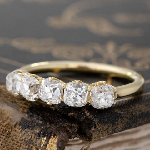 1.47ctw Old Mine Cut Diamond 5-Stone Band
