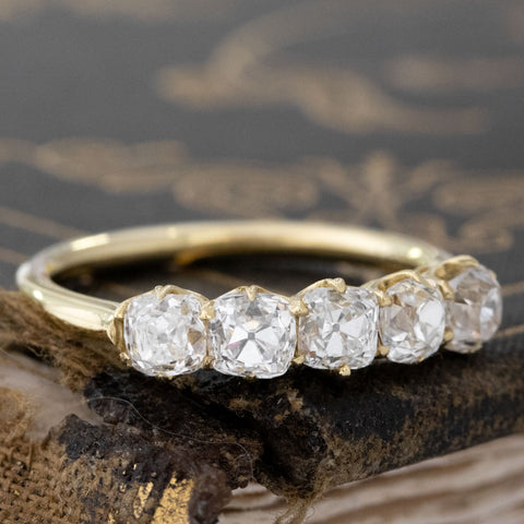 1.47ctw Old Mine Cut Diamond 5-Stone Band