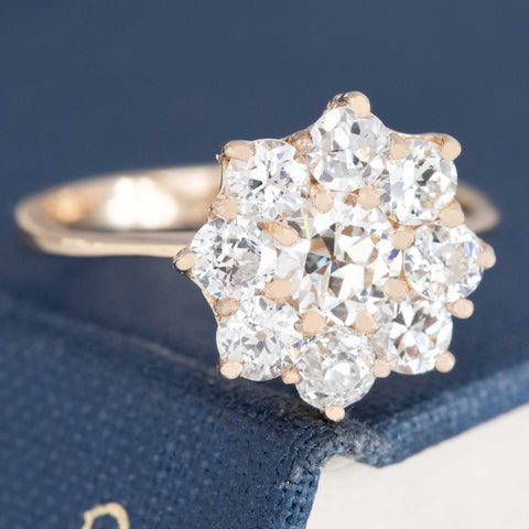 1.47ctw Vintage Old European Cut Diamond Cluster Ring