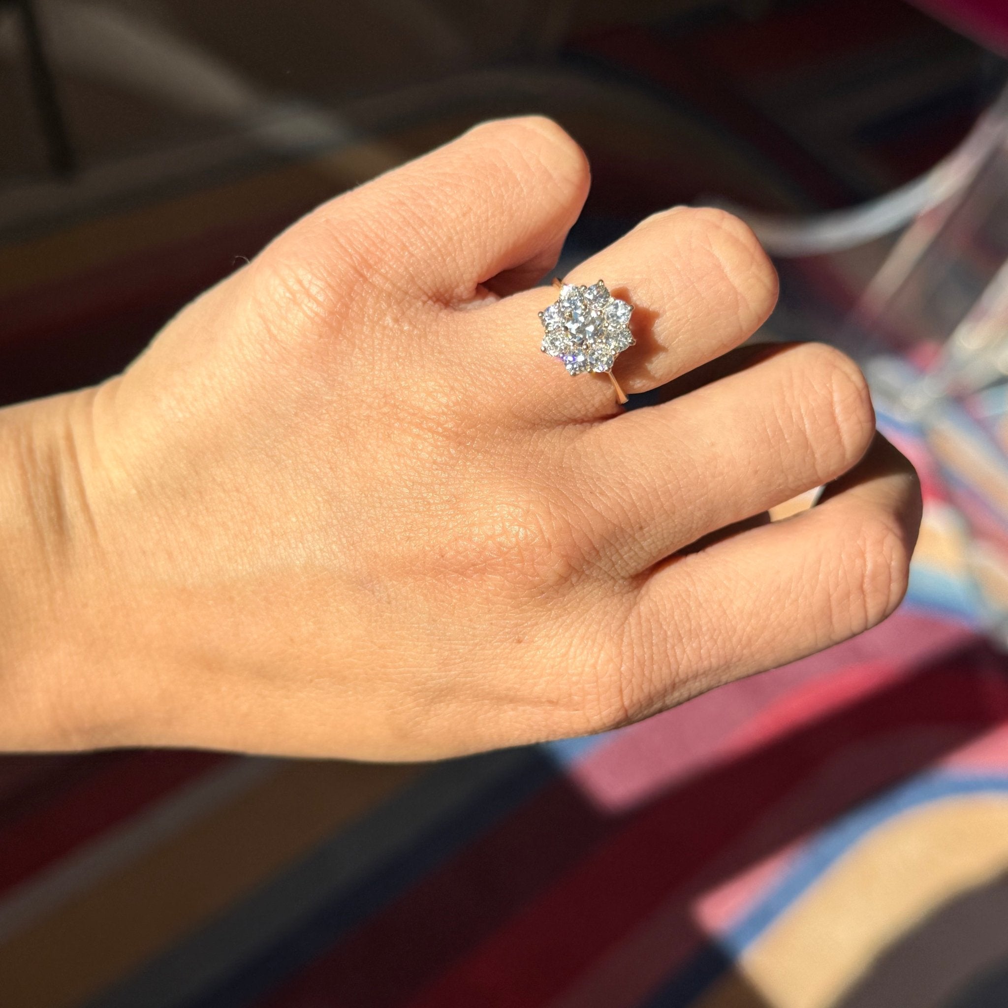 1.47ctw Vintage Old European Cut Diamond Cluster Ring