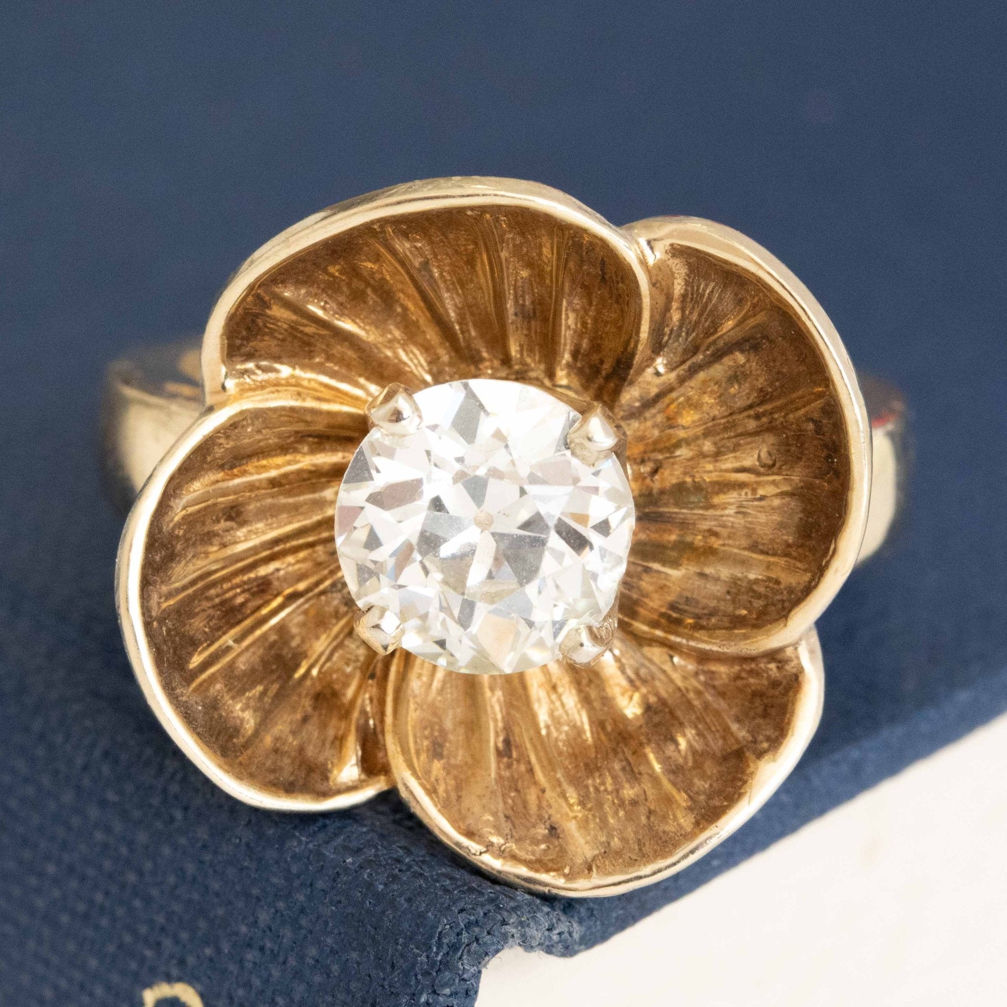 1.49ct Retro Old European Cut Diamond Floral Ring