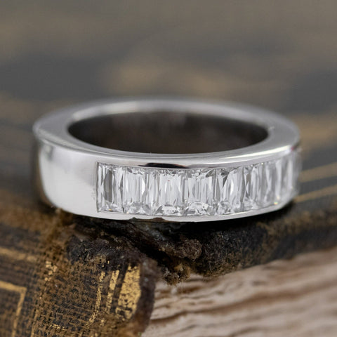 1.49ctw French Baguette Cut Diamond Half-Eternity Band