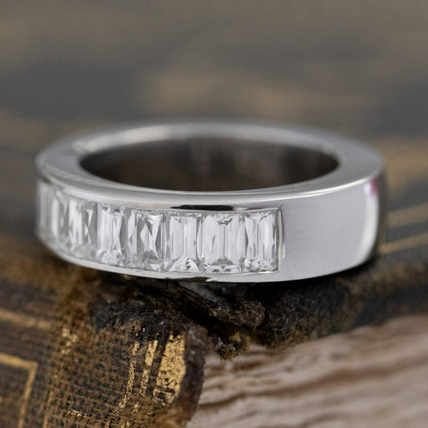 1.49ctw French Baguette Cut Diamond Half-Eternity Band