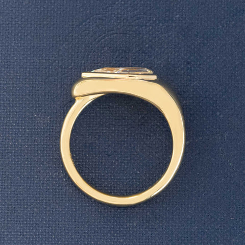 1.50ct Pear Portrait Step Cut Diamond Double Bezel Ring