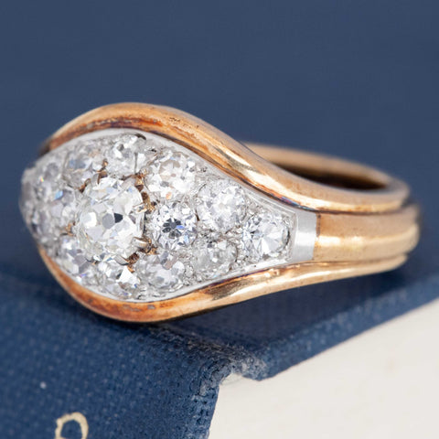 1.50ctw Antique Old Mine Cut Diamond Cluster Ring