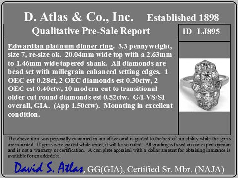 1.50ctw Edwardian Diamond Dinner Ring