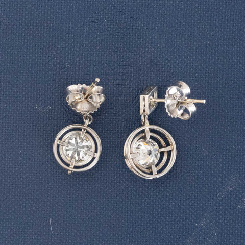1.17ctw Old European Cut Diamond Drop Earrings