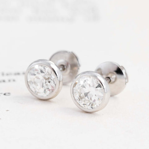 1.50ctw Old European Cut Diamond Stud Earrings