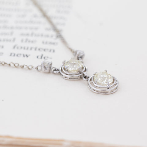 1.50ctw Old Mine Cut Diamond Drop Pendant