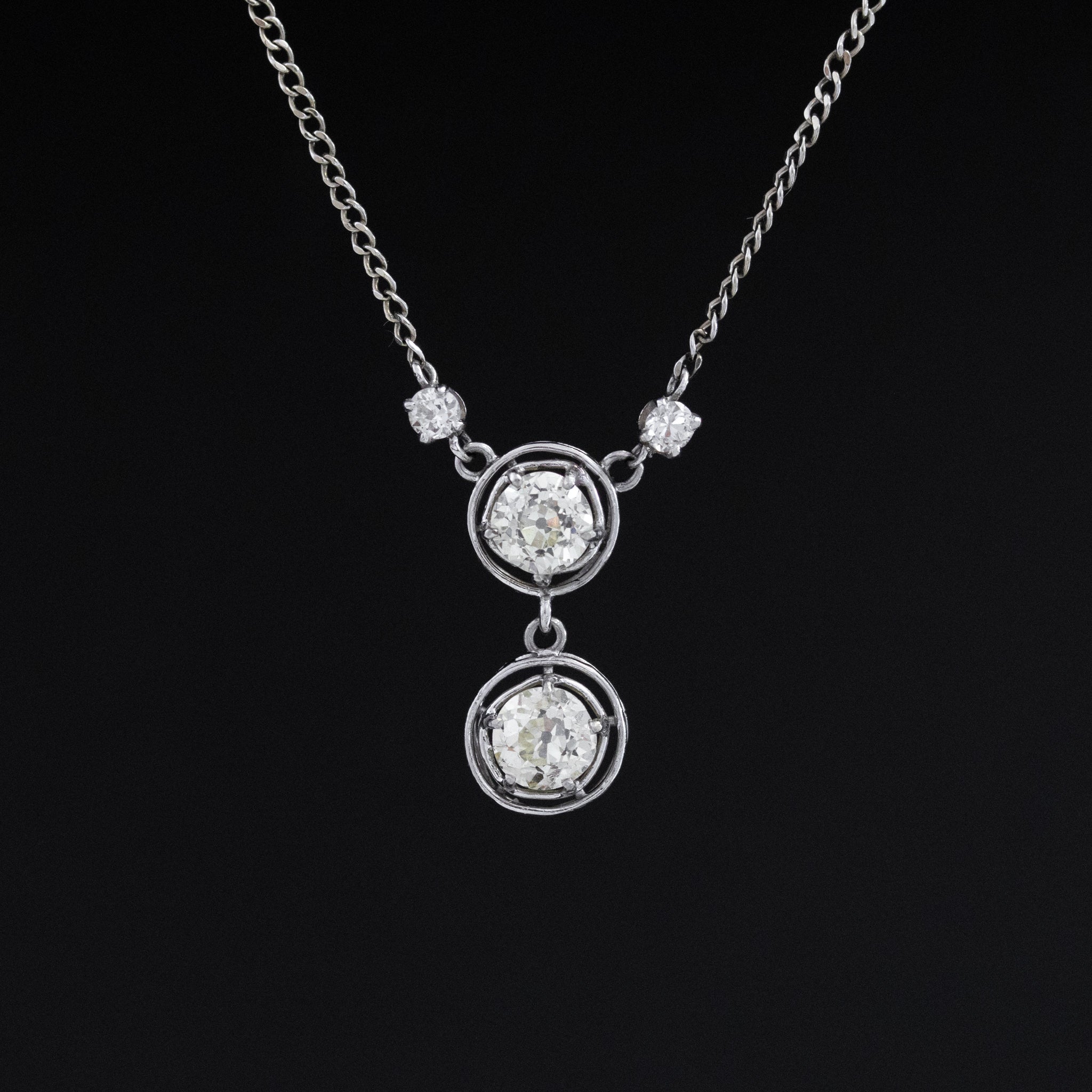 1.50ctw Old Mine Cut Diamond Drop Pendant