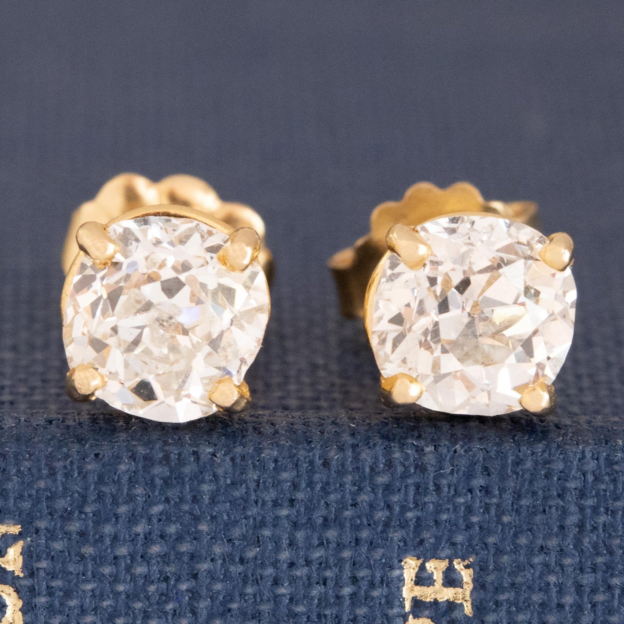 1.50ctw Old Mine Cut Diamond Stud Earrings