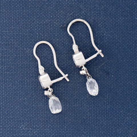 2.00ctw Vintage Briolette Cut Diamond Drop Earrings