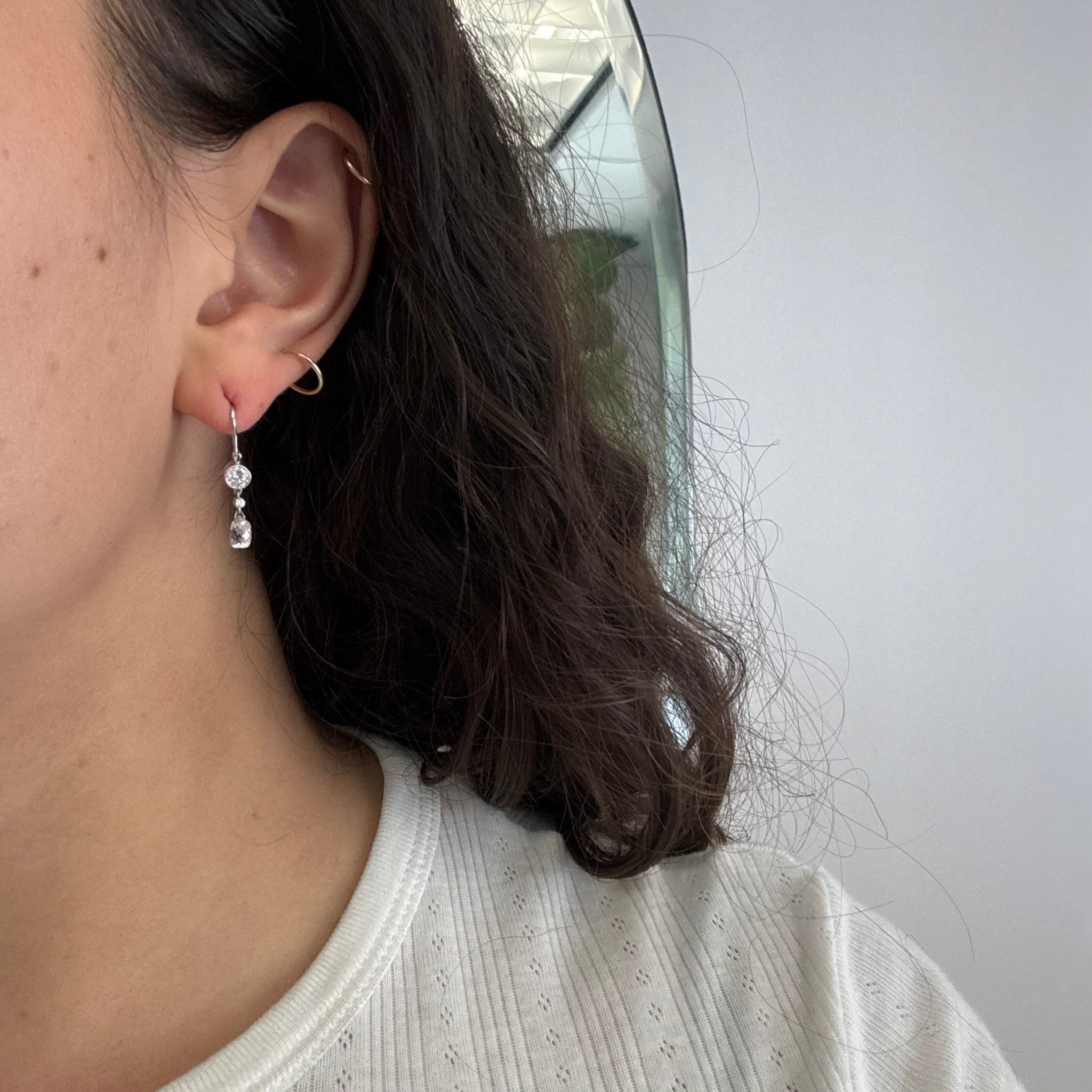 1.50ctw Vintage Briolette Cut Diamond Drop Earrings