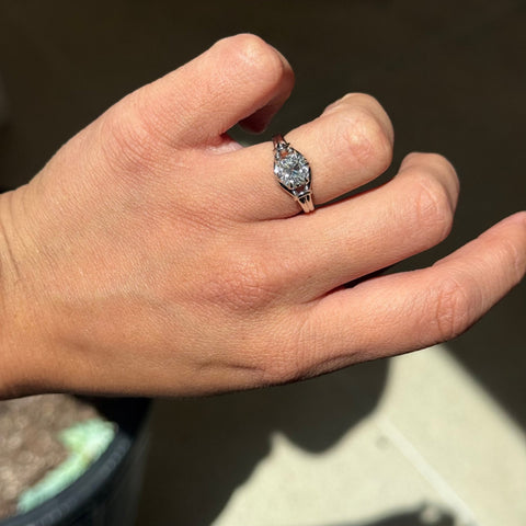 1.51ct Cushion Cut Diamond Scroll Ring, GIA