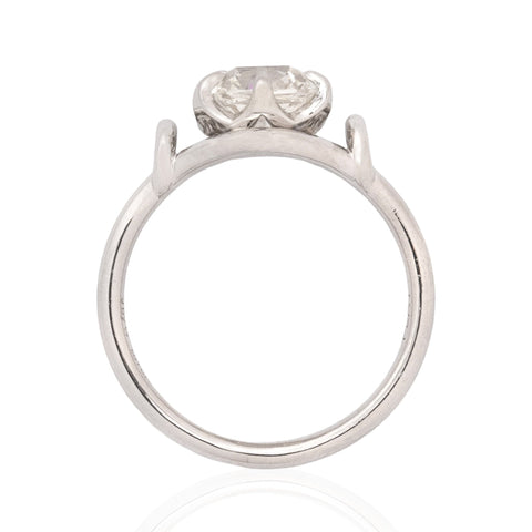 1.51ct Cushion Cut Diamond Scroll Ring, GIA