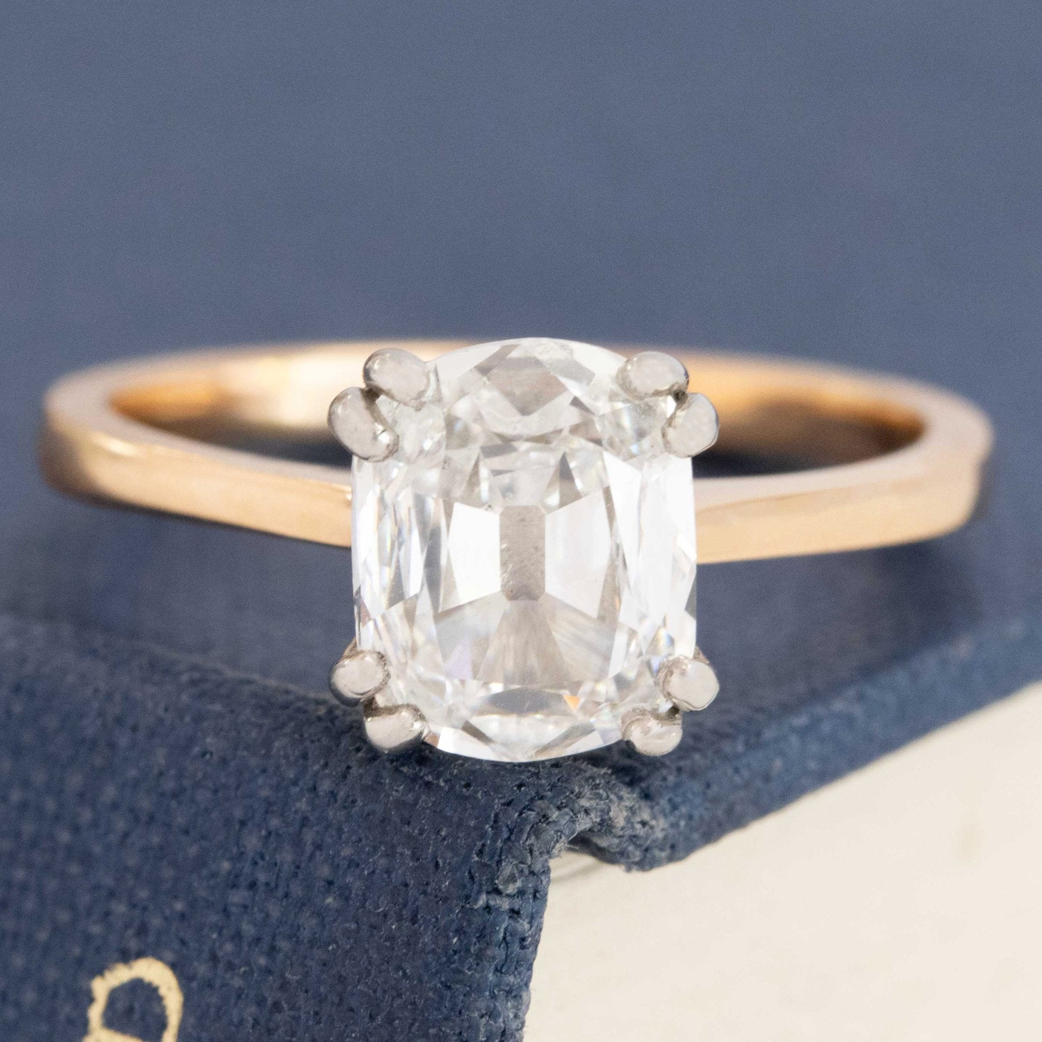 1.51ct Elongated Old Mine Cut Diamond Solitaire, GIA E SI1
