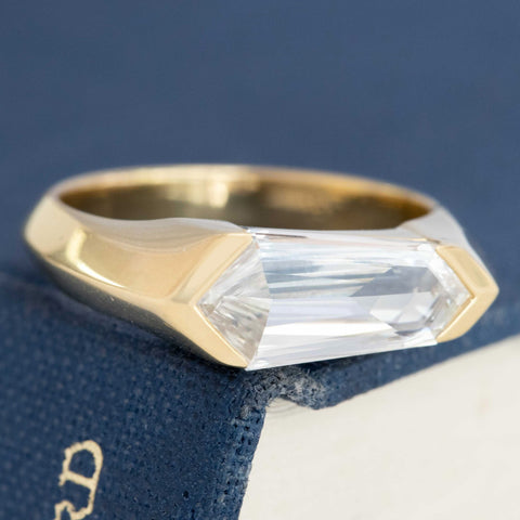 1.51ct Kite Step Cut Diamond Half Bezel Solitaire, GIA J VVS1