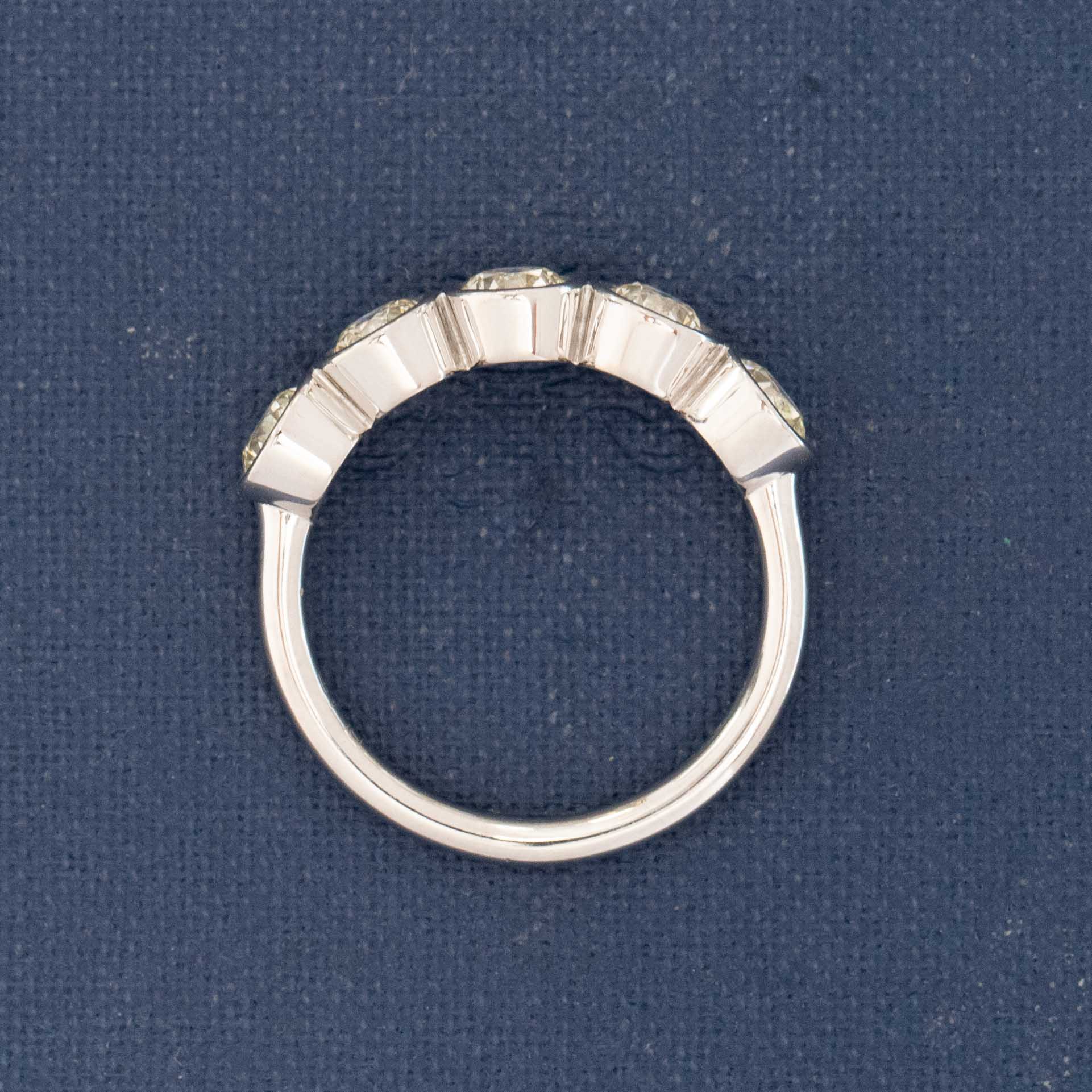 1.51ct Old European cut diamond 5-stone bezel band