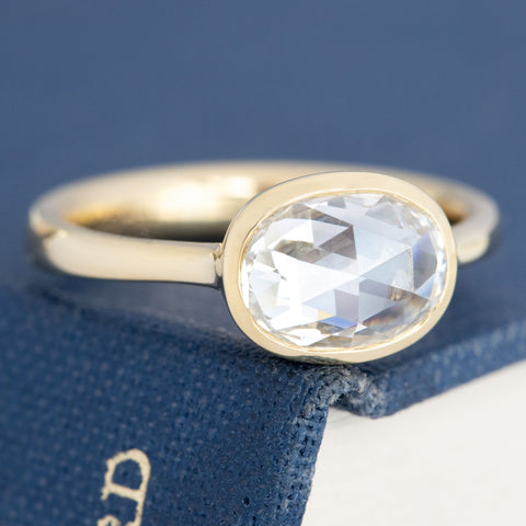 1.51ct Oval Rose Cut Diamond Solitaire, GIA H VS1